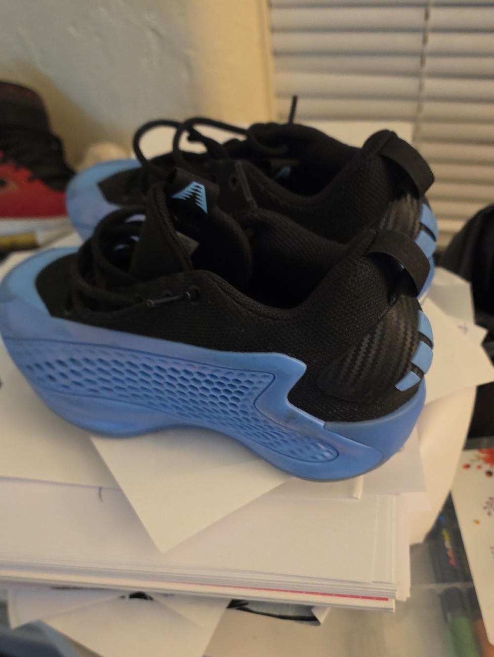 adidas Kids Black and Light Blue Slip-On Sneakers